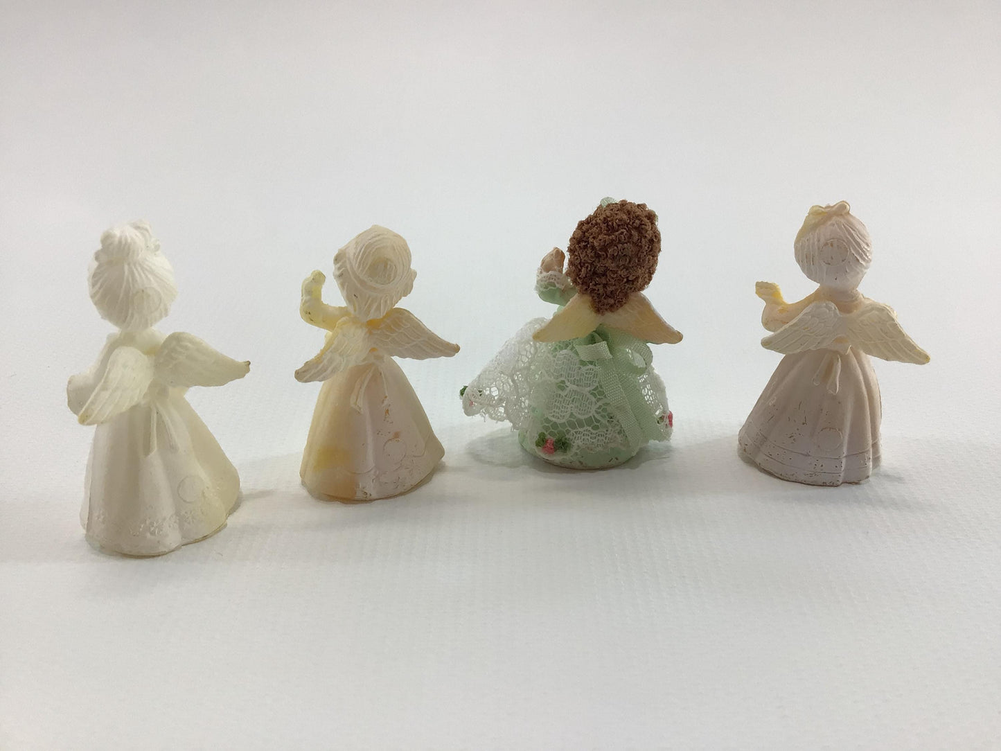 Dollhouse Diorama Miniature Angel Figurines Hard Plastic Vintage Made in Hong Kong Arts Crafts Supply Pieces