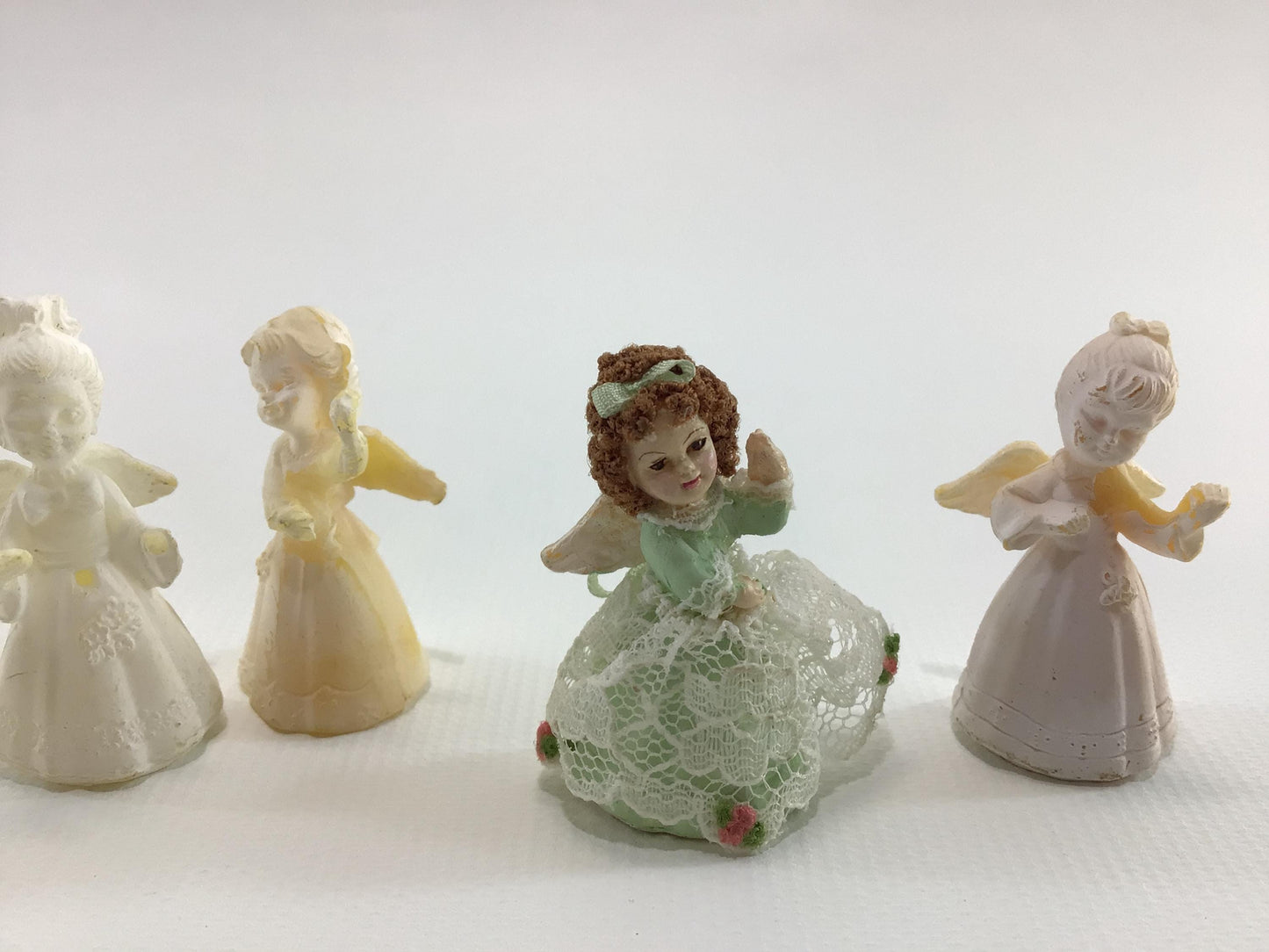 Dollhouse Diorama Miniature Angel Figurines Hard Plastic Vintage Made in Hong Kong Arts Crafts Supply Pieces