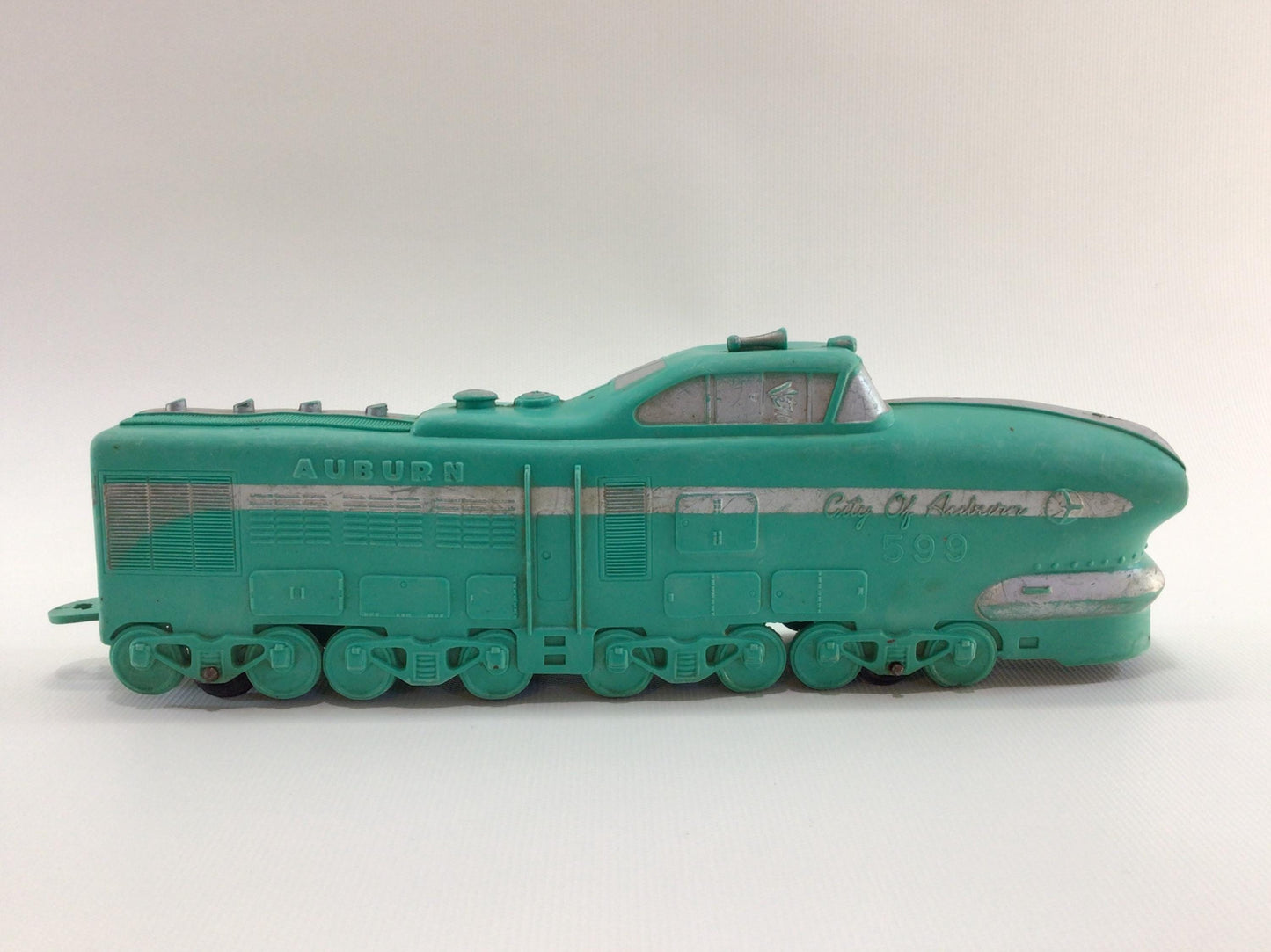 Art Deco City of Auburn 599 Locomotive Engine 1930s Auburn Rubber Company Vintage 10" Toy Diesel Railroad Engine