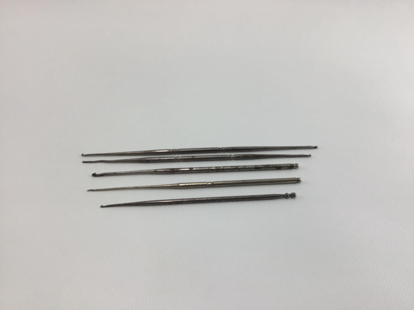 Antique Steel Crochet Hook 5 Piece Assortment Various Makers and Sizes