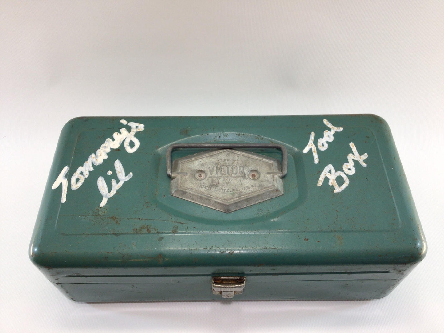 Green Victor Tool / Fishing Tackle Box Single Tray Storage Container Quality Made Mid Century Steel Construction