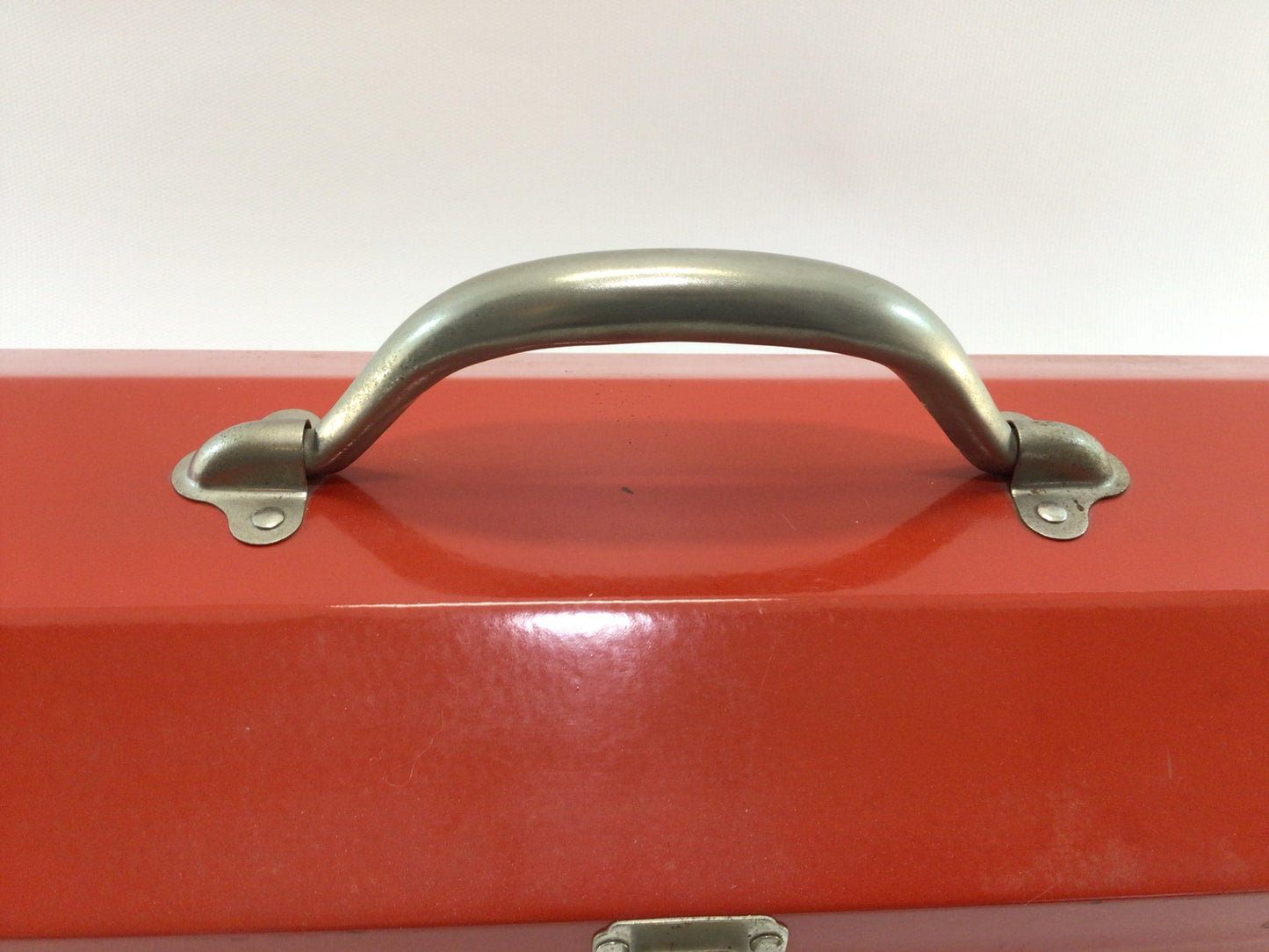 Vintage Steel Construction Red Tool Box Storage Container Mid Century Quality Made