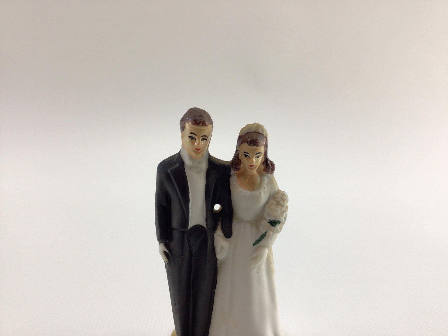 Chalkware Wedding Cake Topper 4" Mid Century 1950's Bride and Groom