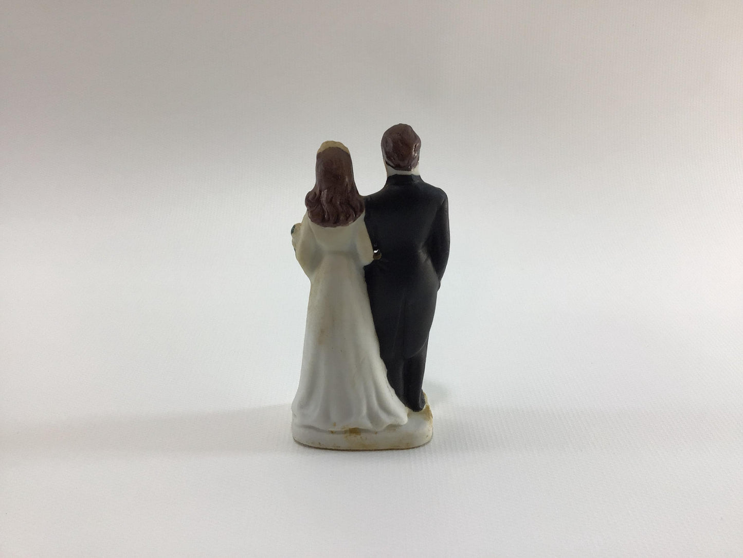 Chalkware Wedding Cake Topper 4" Mid Century 1950's Bride and Groom