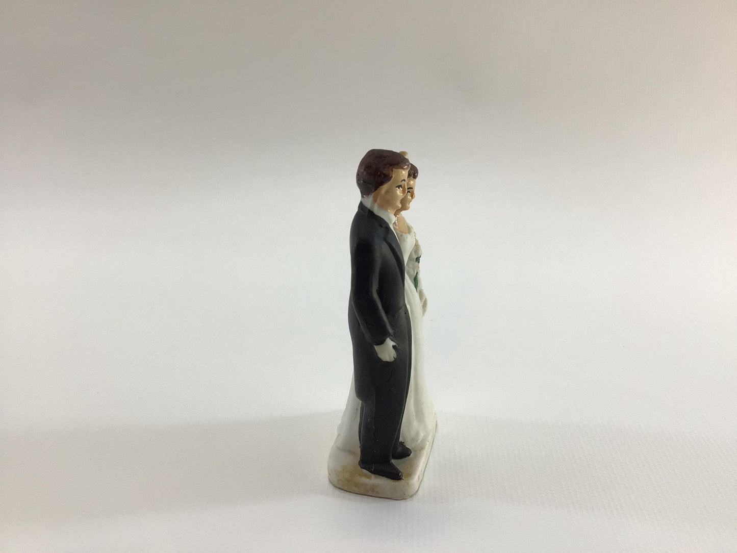 Chalkware Wedding Cake Topper 4" Mid Century 1950's Bride and Groom
