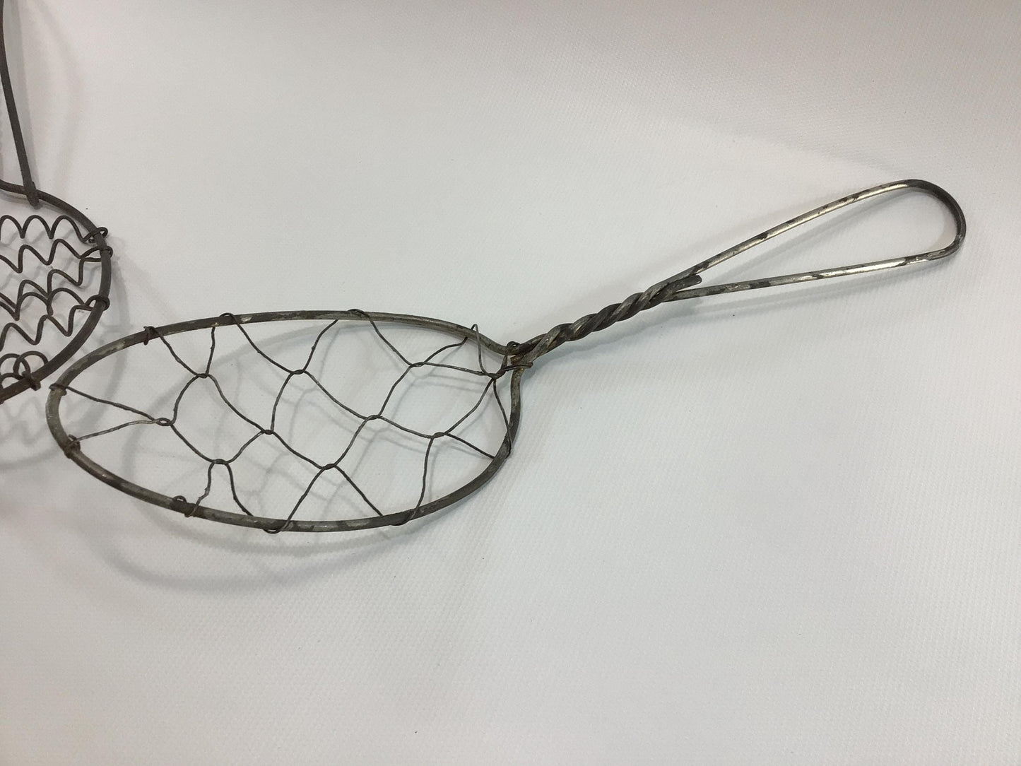Antique Steel Wire Cooking Stainer Spoons Rustic Primitive Kitchen Utensils