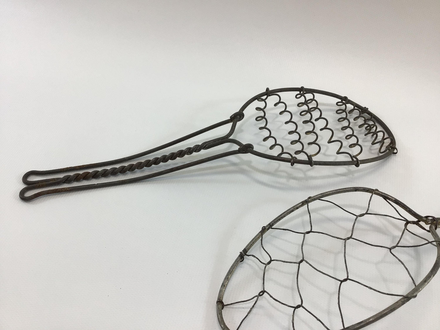 Antique Steel Wire Cooking Stainer Spoons Rustic Primitive Kitchen Utensils
