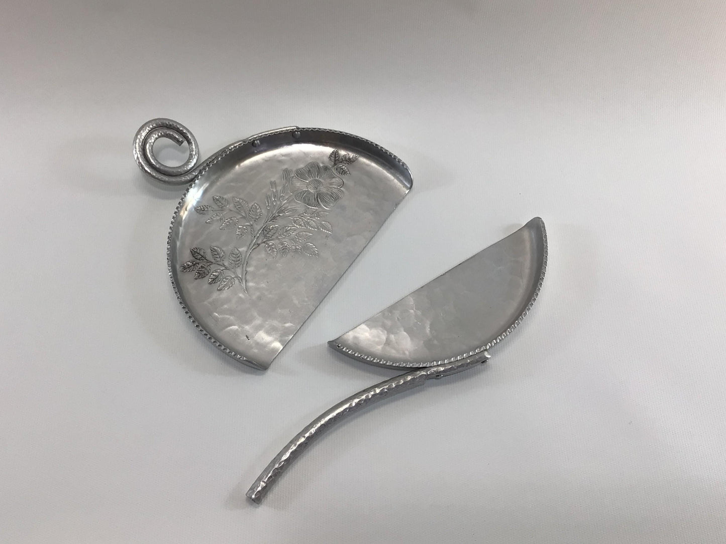 Crumb Catcher 2 Piece Set Vintage Continental Hand Wrought Aluminum 725