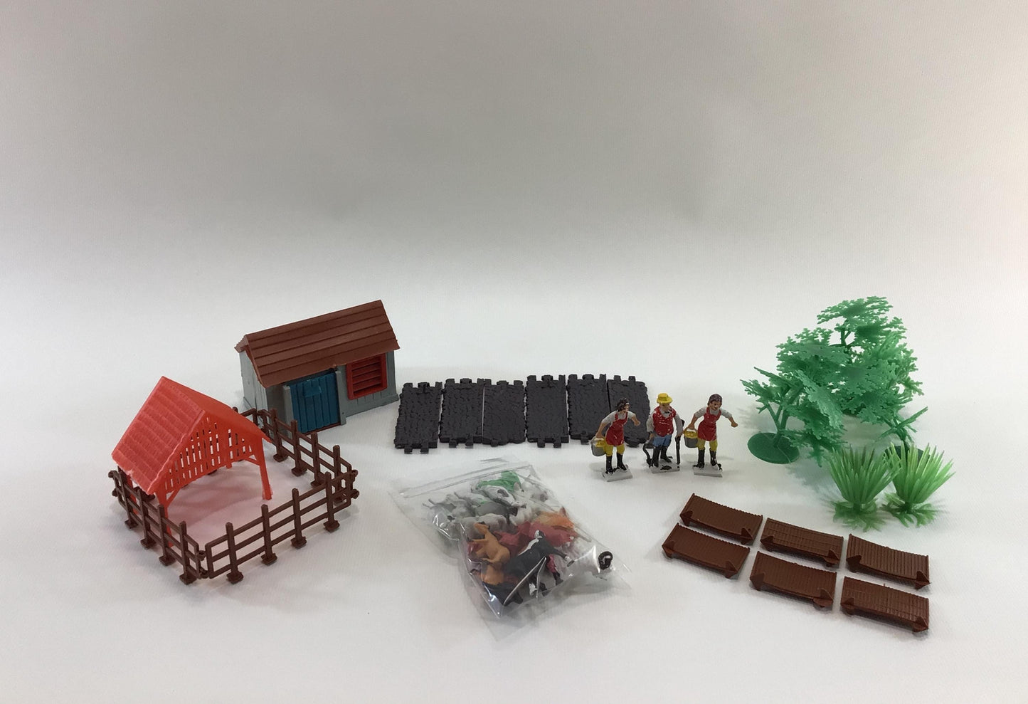 Family Farm Cake Toppers Vintage Kitschy Birthday Party Ephemera Barnyard Animals Farmers Trees Fence