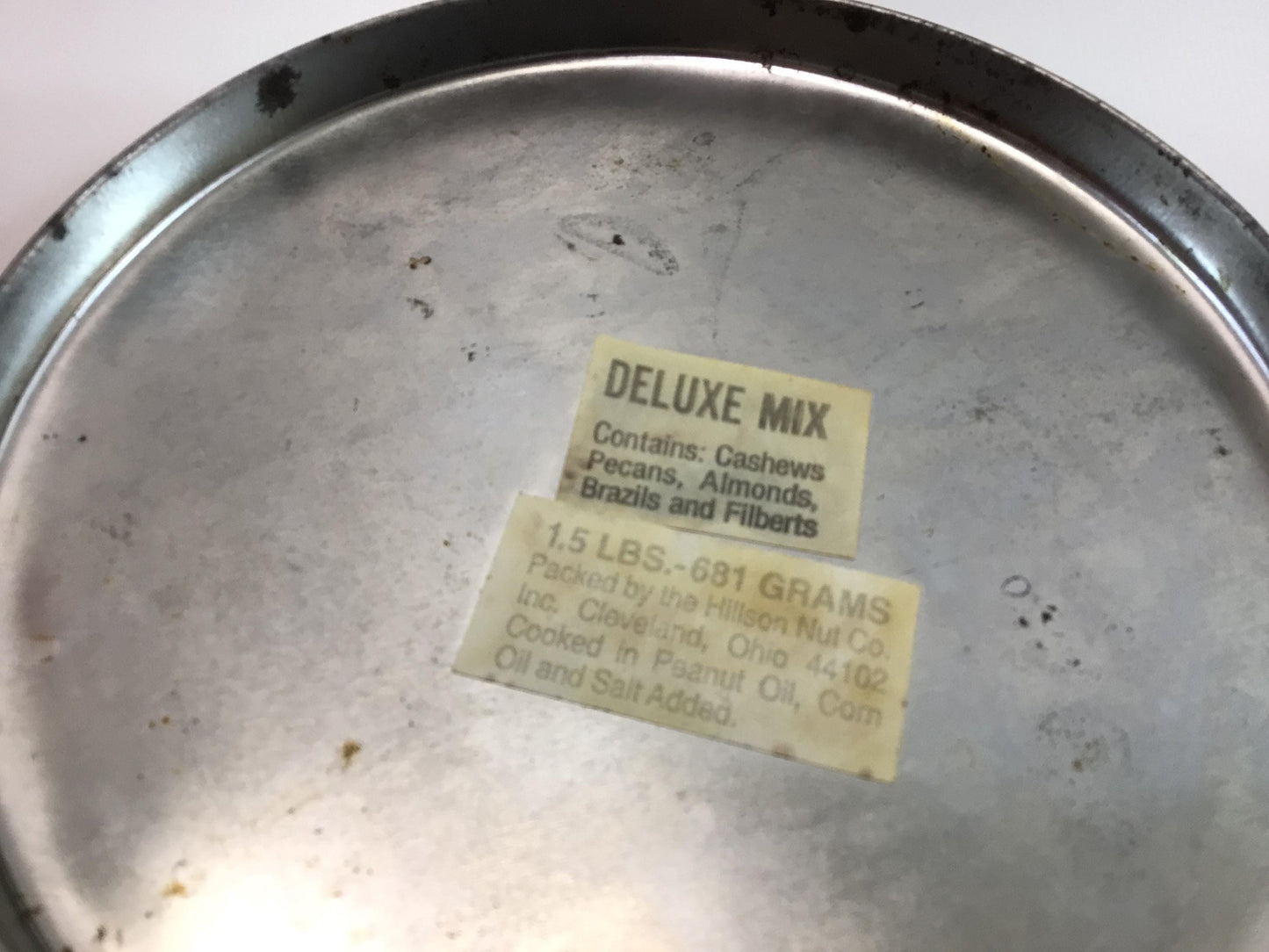Deluxe Mixed Nuts Tin Vintage 1950s Holiday Ephemera Hillson Nut Company Cleveland
