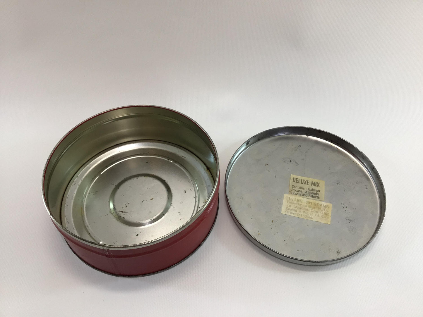 Deluxe Mixed Nuts Tin Vintage 1950s Holiday Ephemera Hillson Nut Company Cleveland