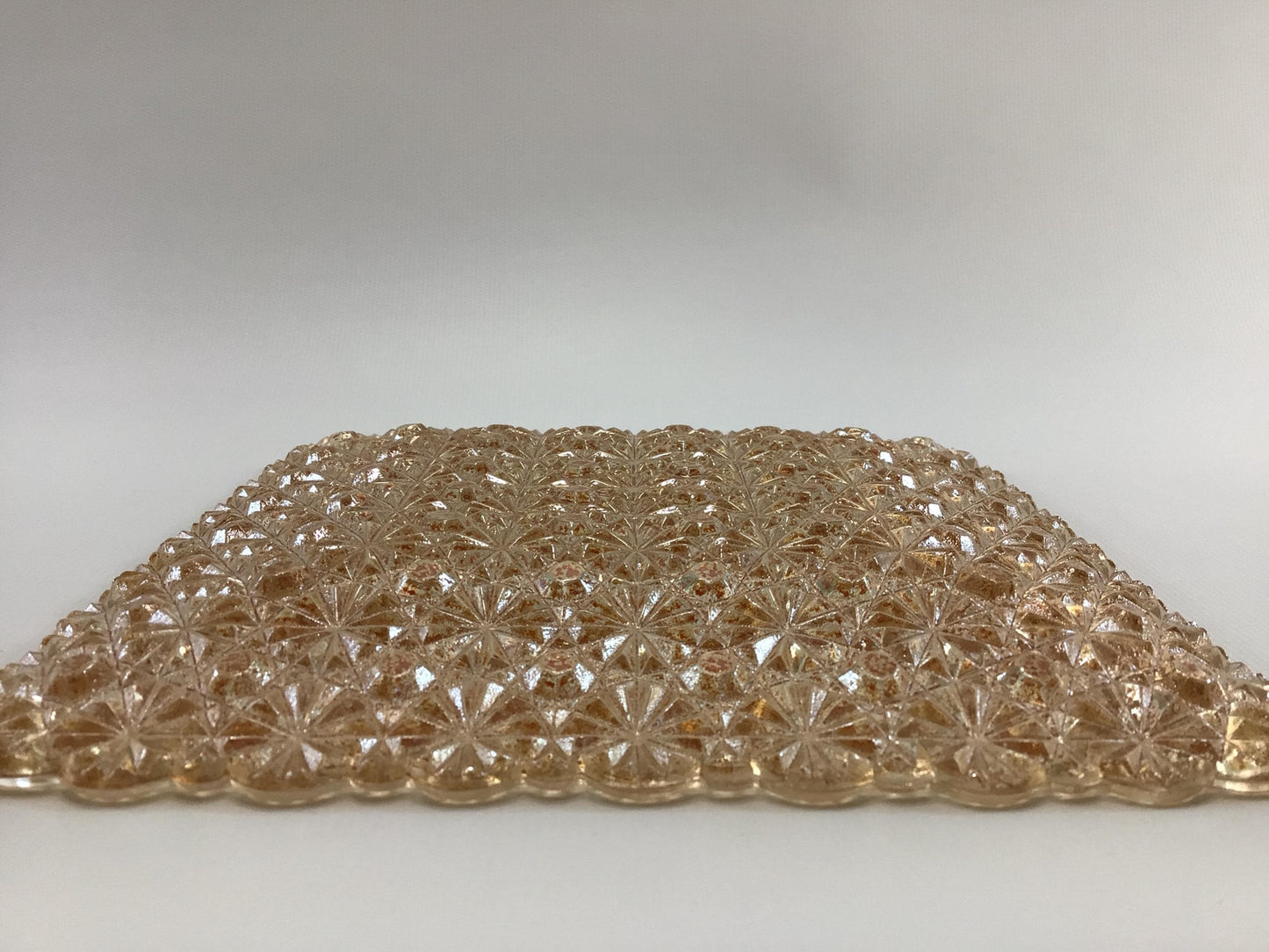 Pink Glass Barware Square Snack Serving Tray Mid Century Home Decor