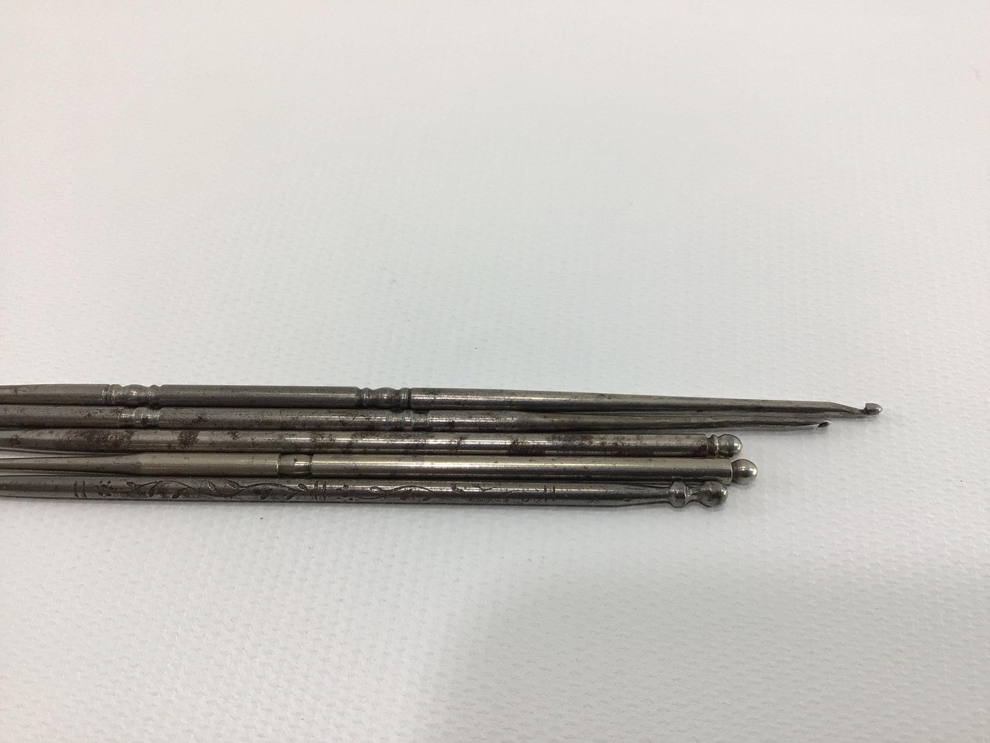 Antique Steel Crochet Hook 5 Piece Assortment Various Makers and Sizes