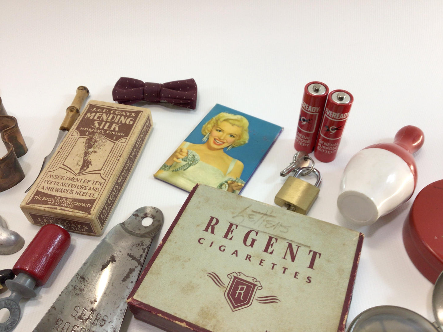 Vintage Junk Drawer Lot of Old Small Items Assemblage Mixed Media Art Parts Pieces