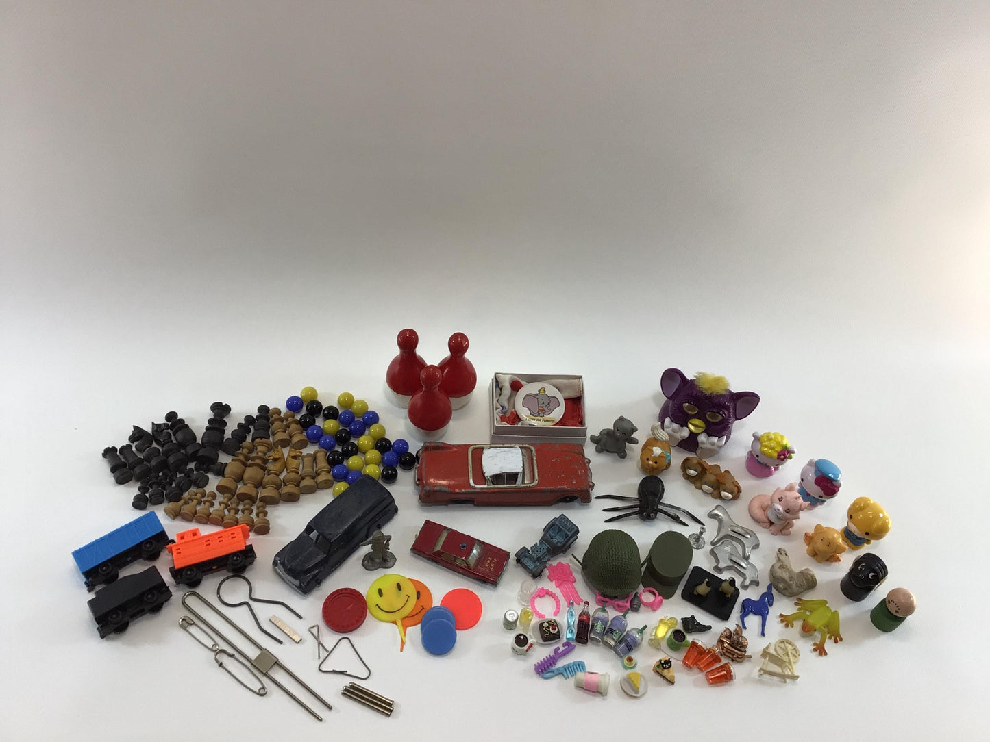 Vintage Junk Drawer Lot of Old Small Toy and Game Parts Pieces for Assemblage Mixed Media Art Projects