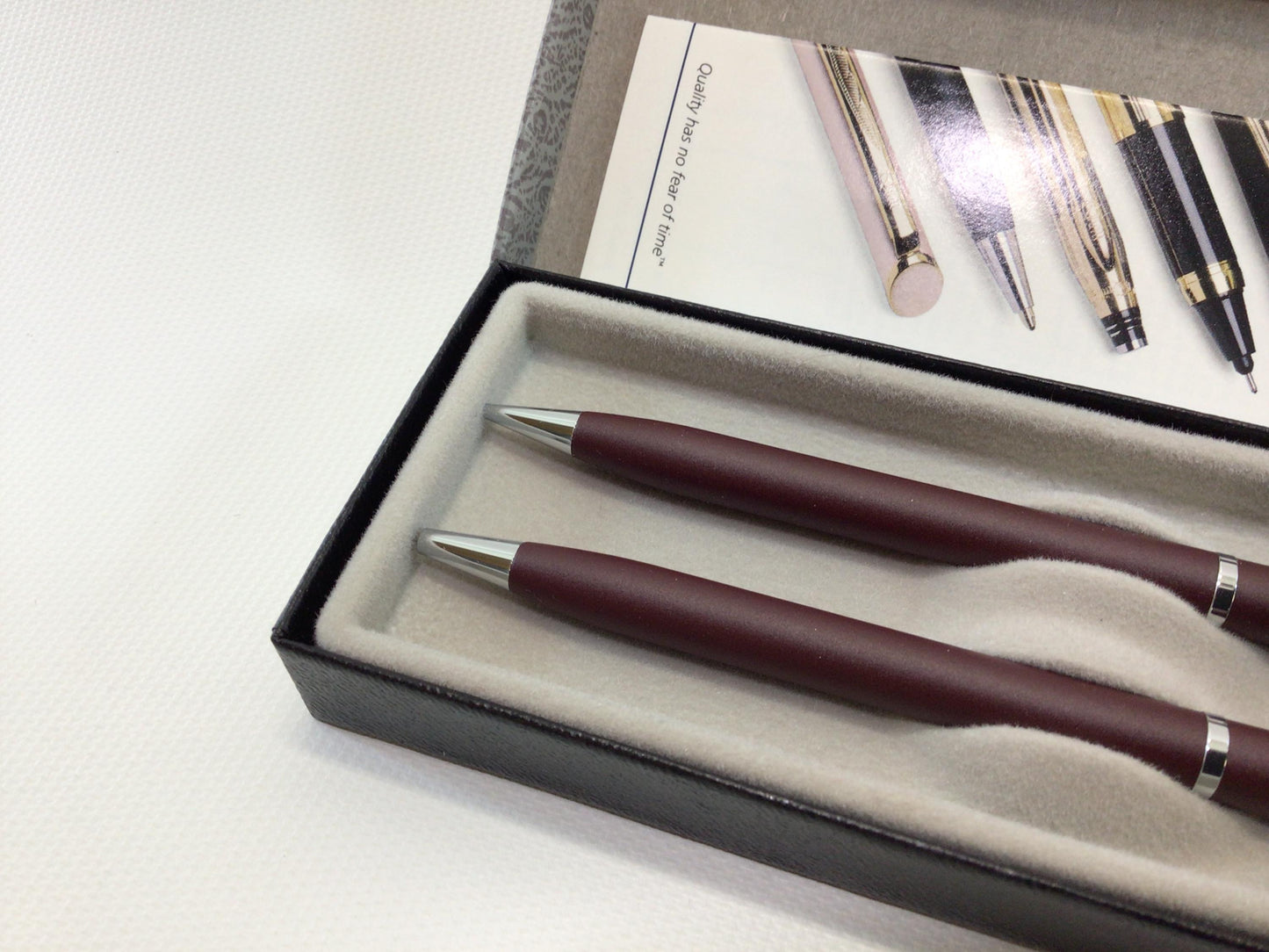 Quill Ballpoint Pen and Mechanical Pencil Set Dark Red Maroon with Advertising Logo