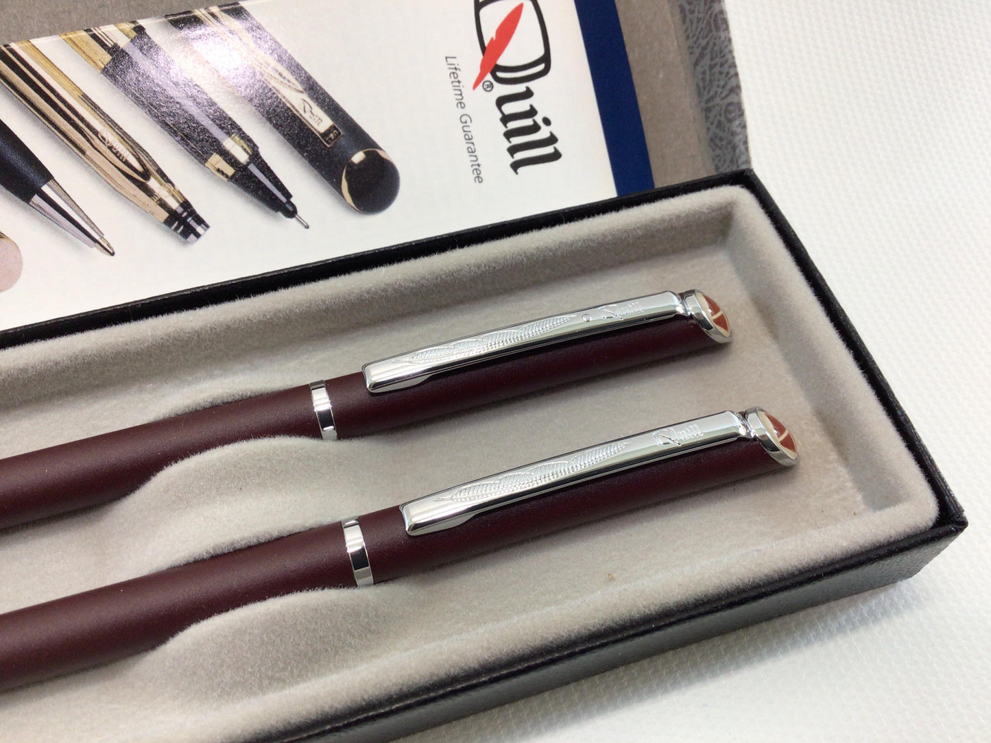 Quill Ballpoint Pen and Mechanical Pencil Set Dark Red Maroon with Advertising Logo