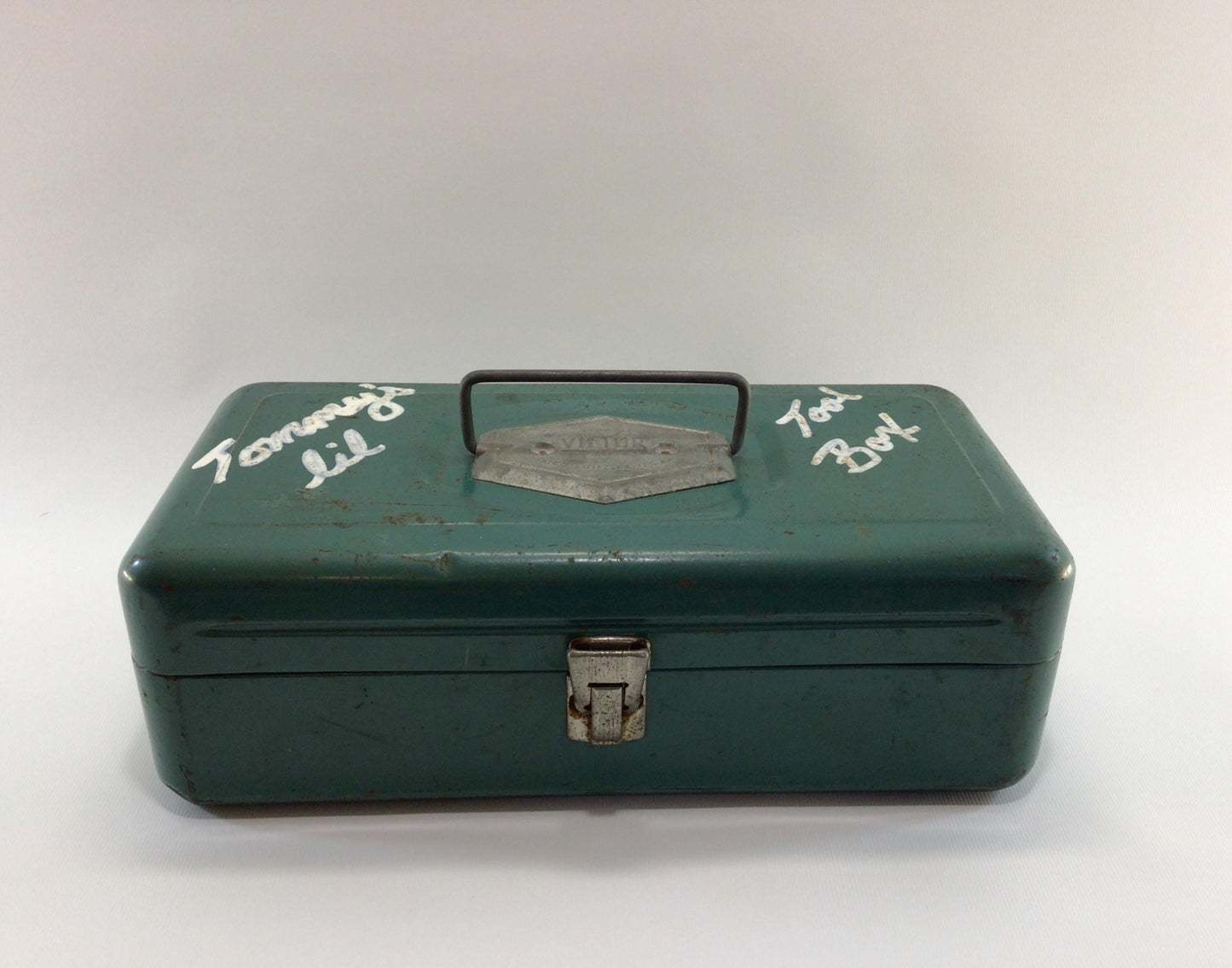 Green Victor Tool / Fishing Tackle Box Single Tray Storage Container Quality Made Mid Century Steel Construction
