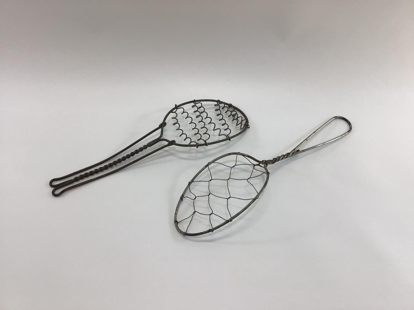 Antique Steel Wire Cooking Stainer Spoons Rustic Primitive Kitchen Utensils