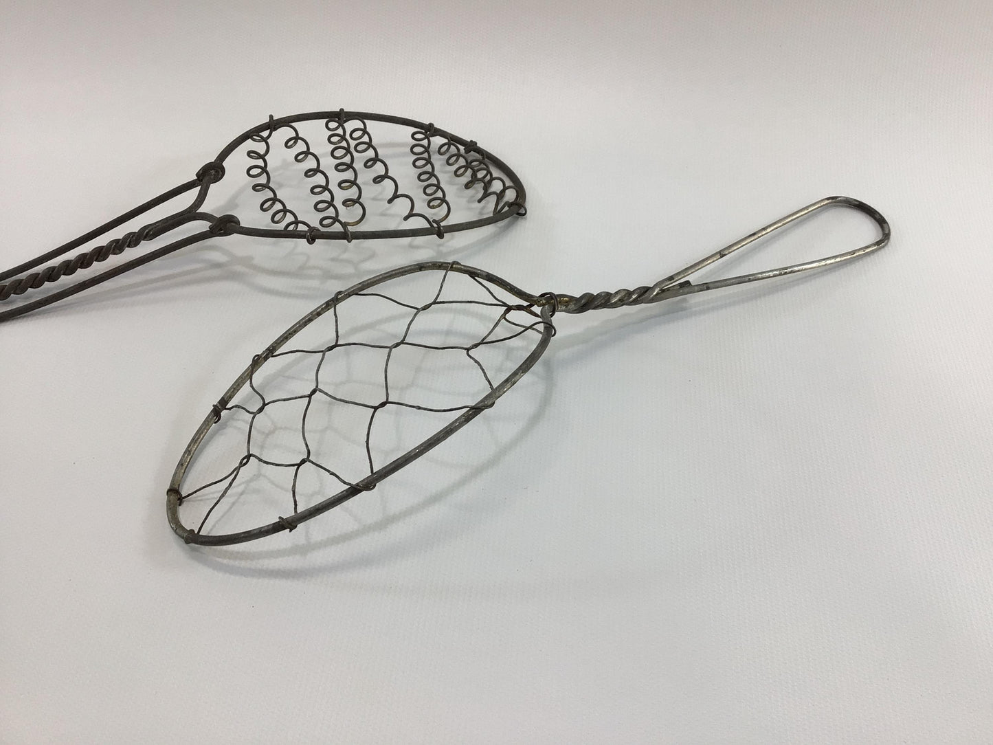 Antique Steel Wire Cooking Stainer Spoons Rustic Primitive Kitchen Utensils