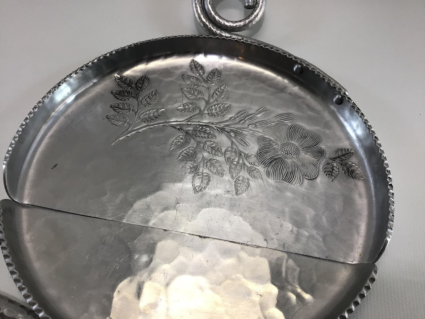 Crumb Catcher 2 Piece Set Vintage Continental Hand Wrought Aluminum 725