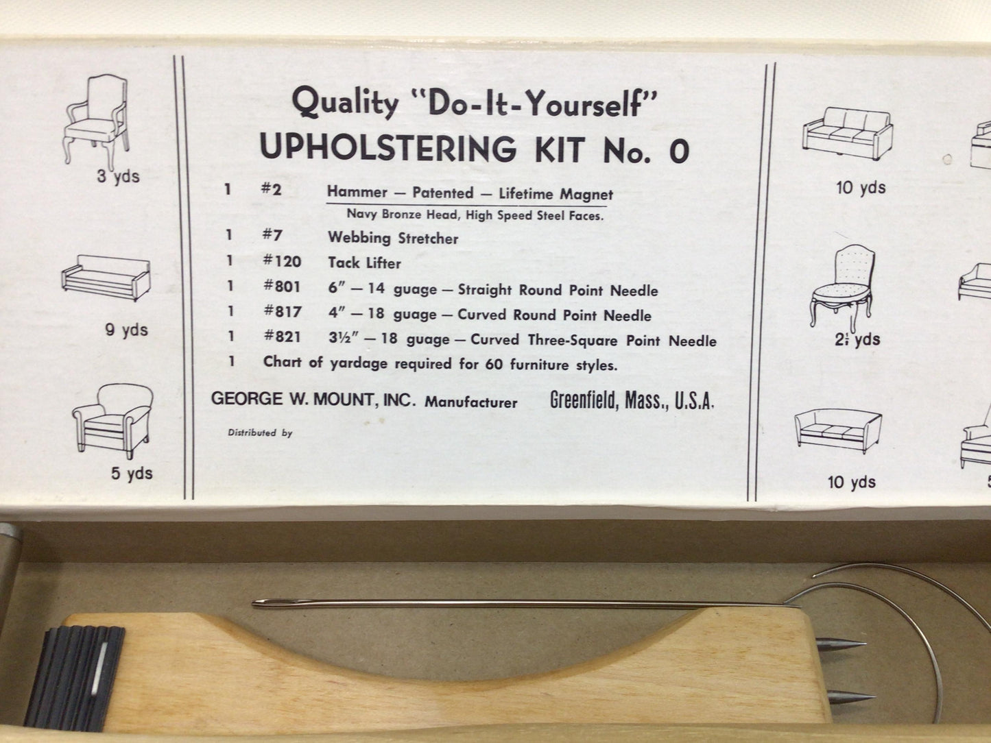 Upholstering Kit George Mount Company No 0 Vintage Quality DIY Tools Made in USA