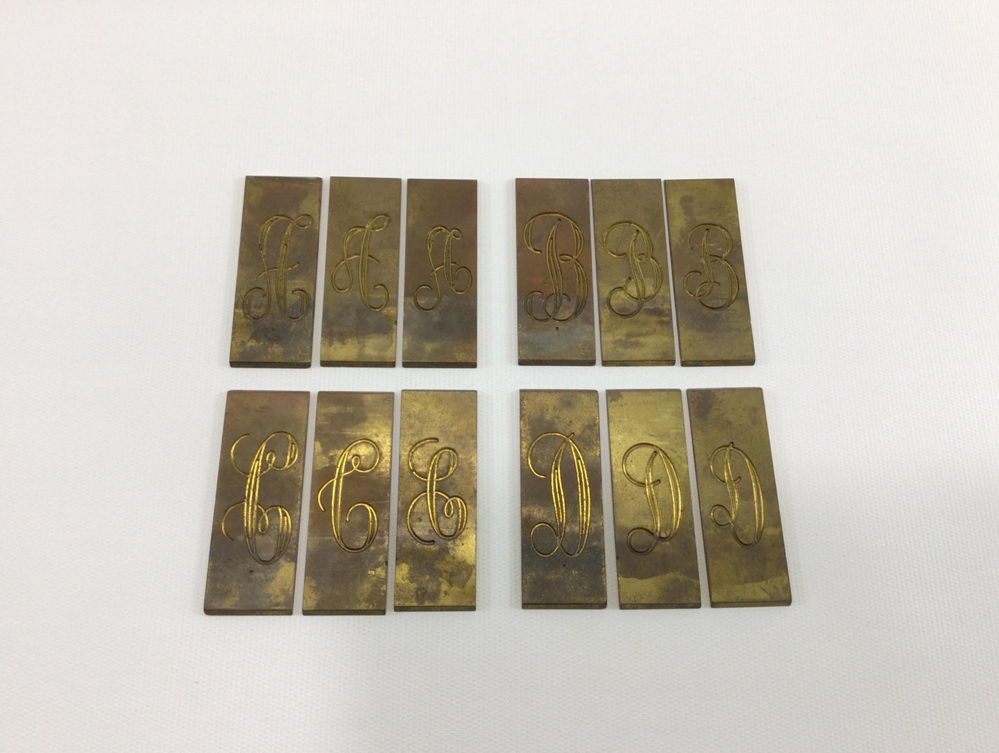 Monogram Brass Font Set Double Line Script 3 Styles Vintage Quality Made Engraving Tool Accessories