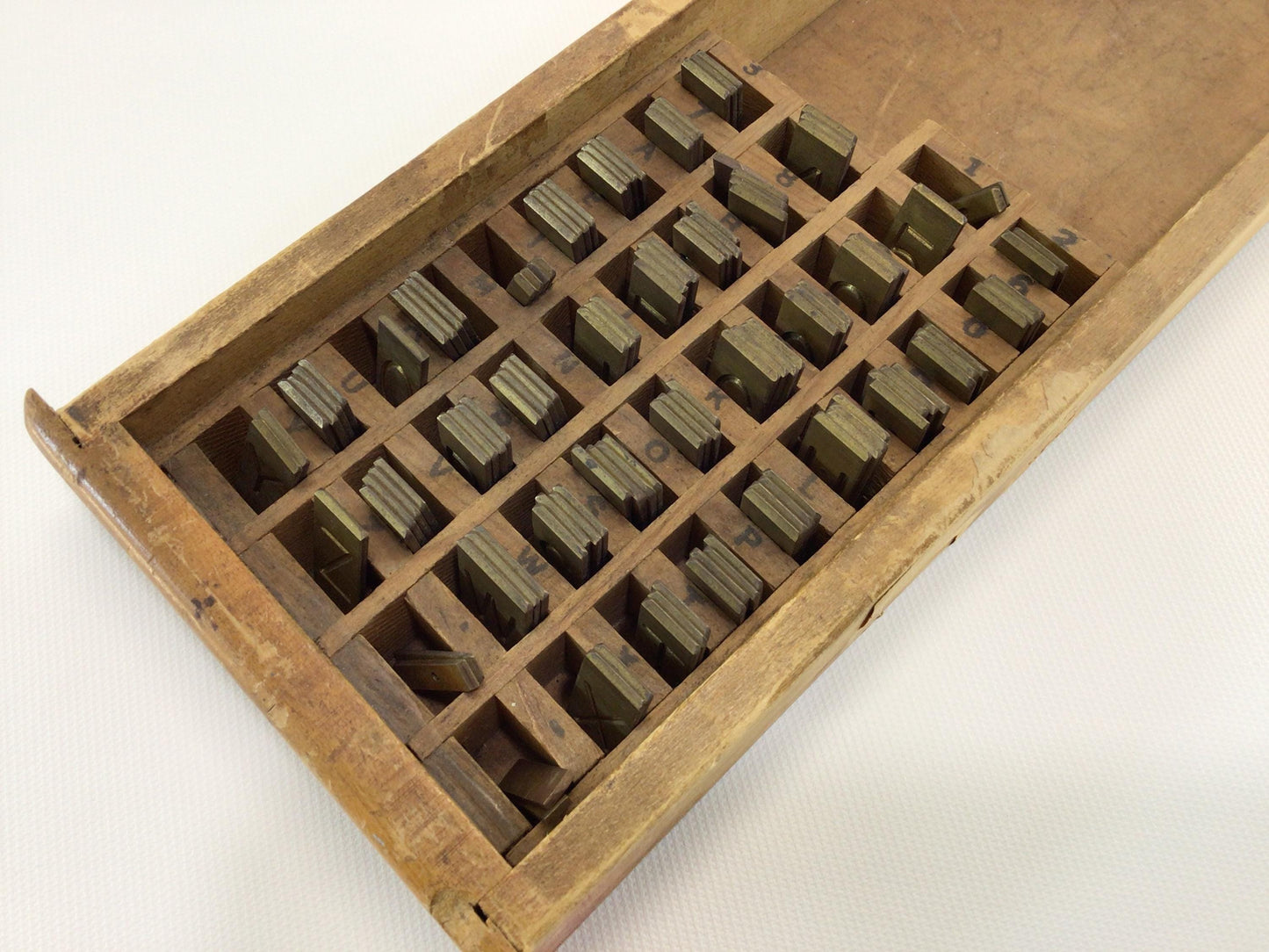 Brass Font Set Uppercase Single Line Block Letters Vintage Quality Made Engraving Tool Accessories