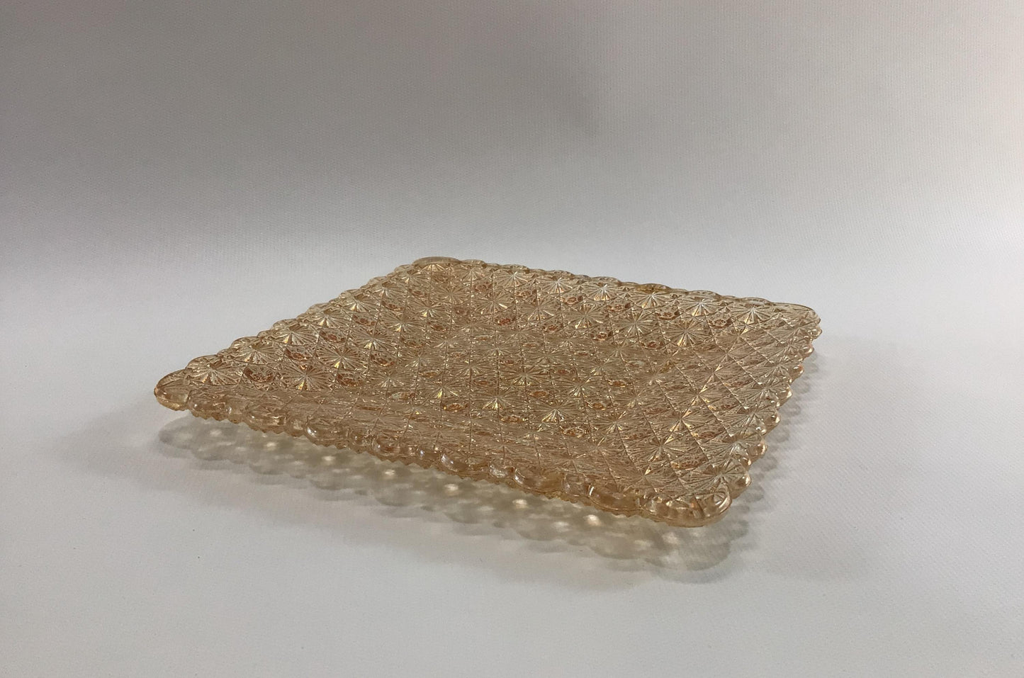 Pink Glass Barware Square Snack Serving Tray Mid Century Home Decor