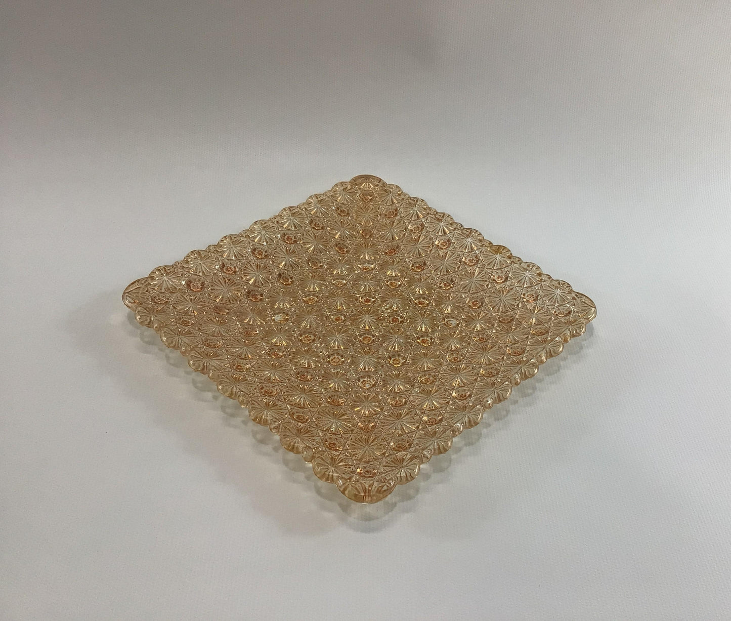 Pink Glass Barware Square Snack Serving Tray Mid Century Home Decor