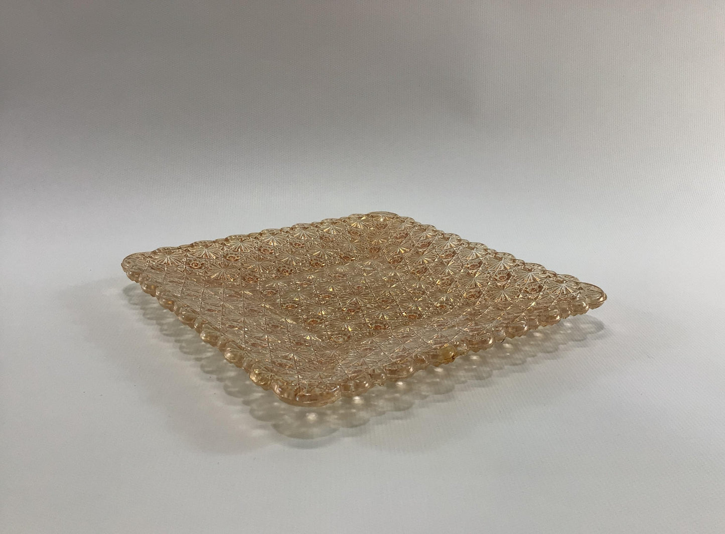 Pink Glass Barware Square Snack Serving Tray Mid Century Home Decor