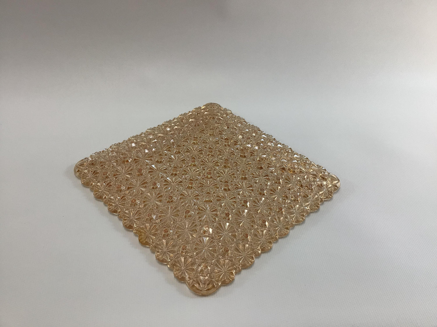 Pink Glass Barware Square Snack Serving Tray Mid Century Home Decor