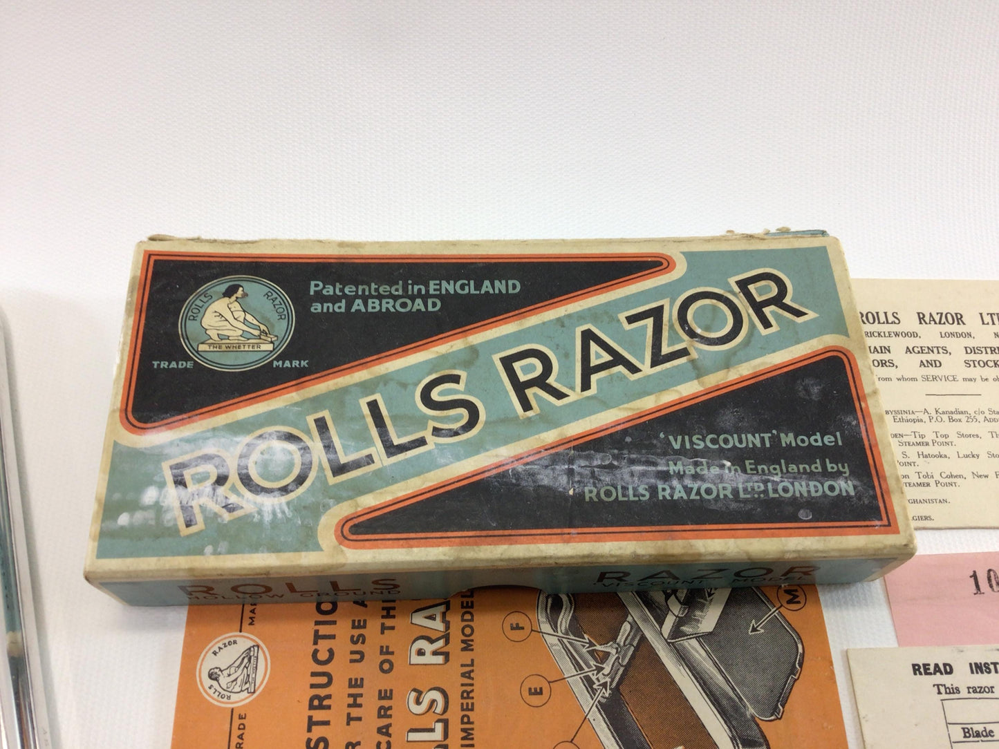 Rolls Razor Blade Stropper Antique Art Deco Nickel Chrome Finish Made in England