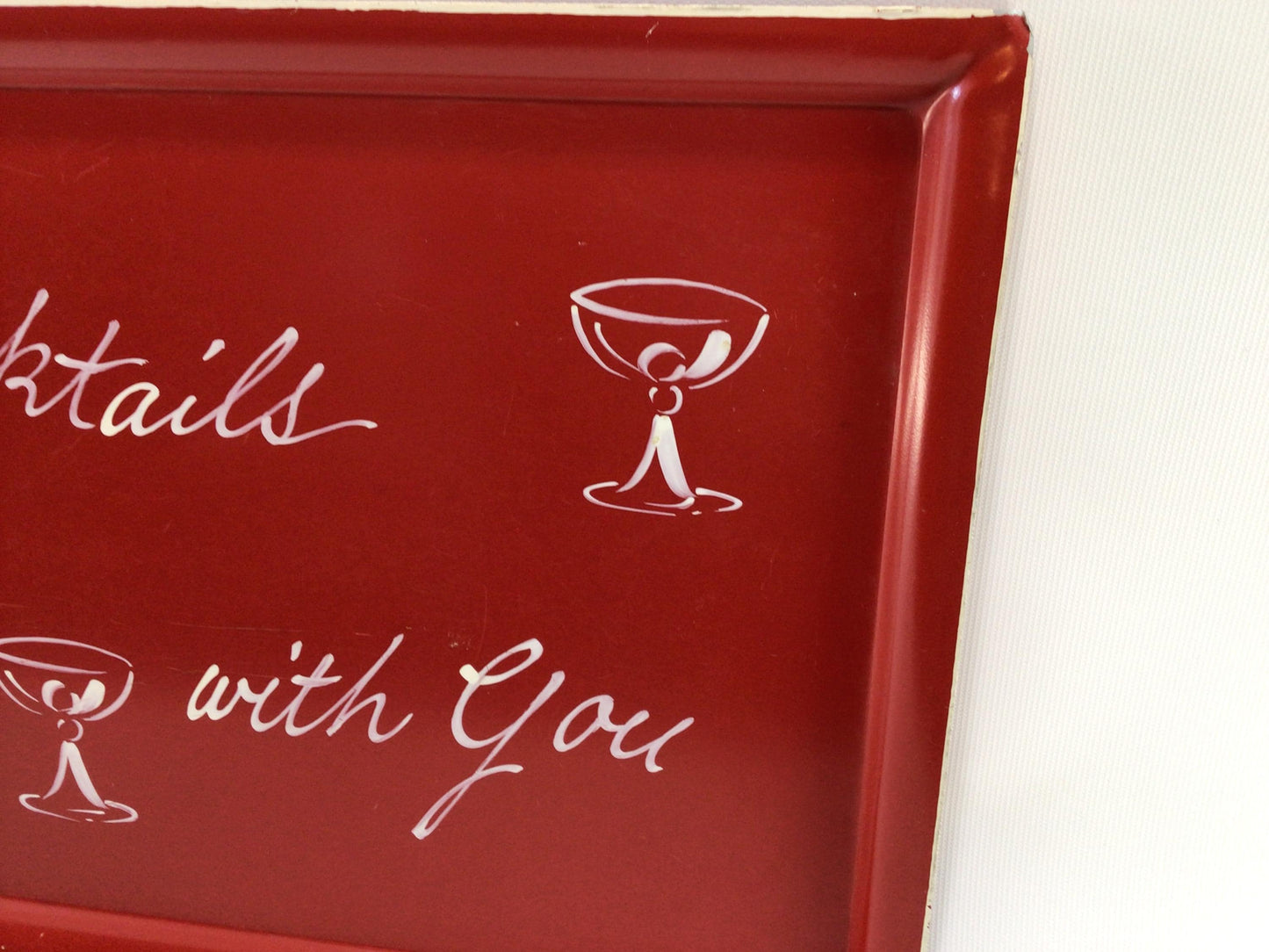 Hand Painted Cocktail Serving Tray 11 x 15 Cocktails With You Mid Century Barware Decor