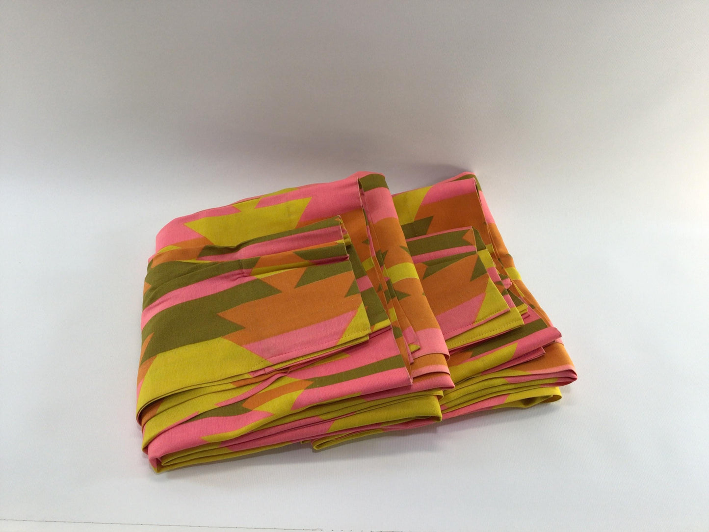 Retro 80s Southwestern Pattern Vintage Pinch Pleat Drapes 40 x 82 Inch Pair of Panels