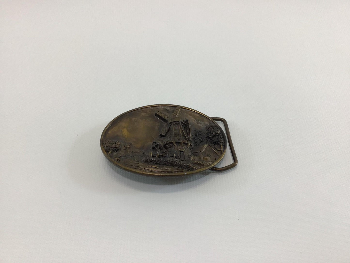 Windmill Belt Buckle 1985 Bergamot Brass Works P 150 Vintage Made in USA Quality