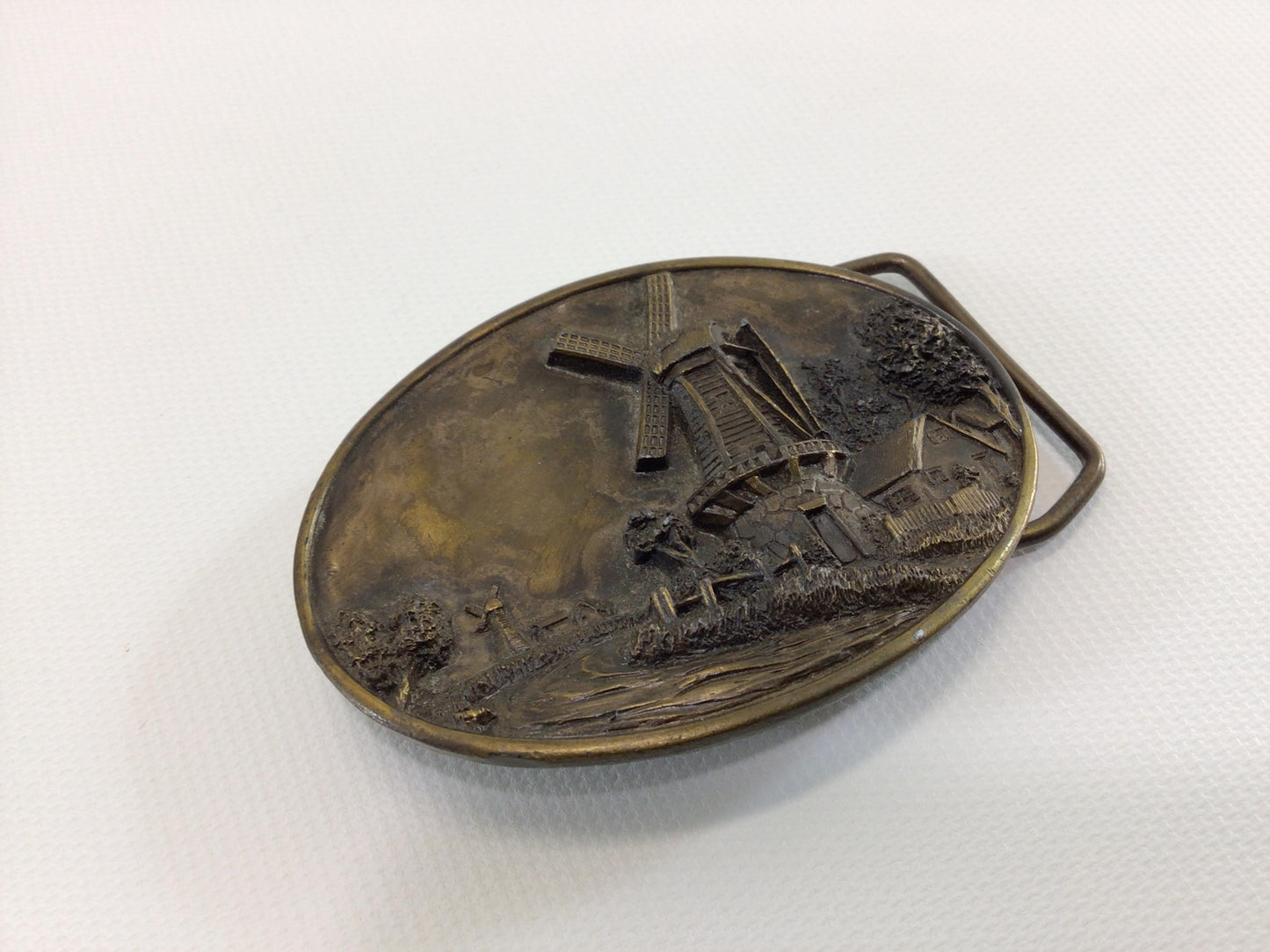 Windmill Belt Buckle 1985 Bergamot Brass Works P 150 Vintage Made in USA Quality
