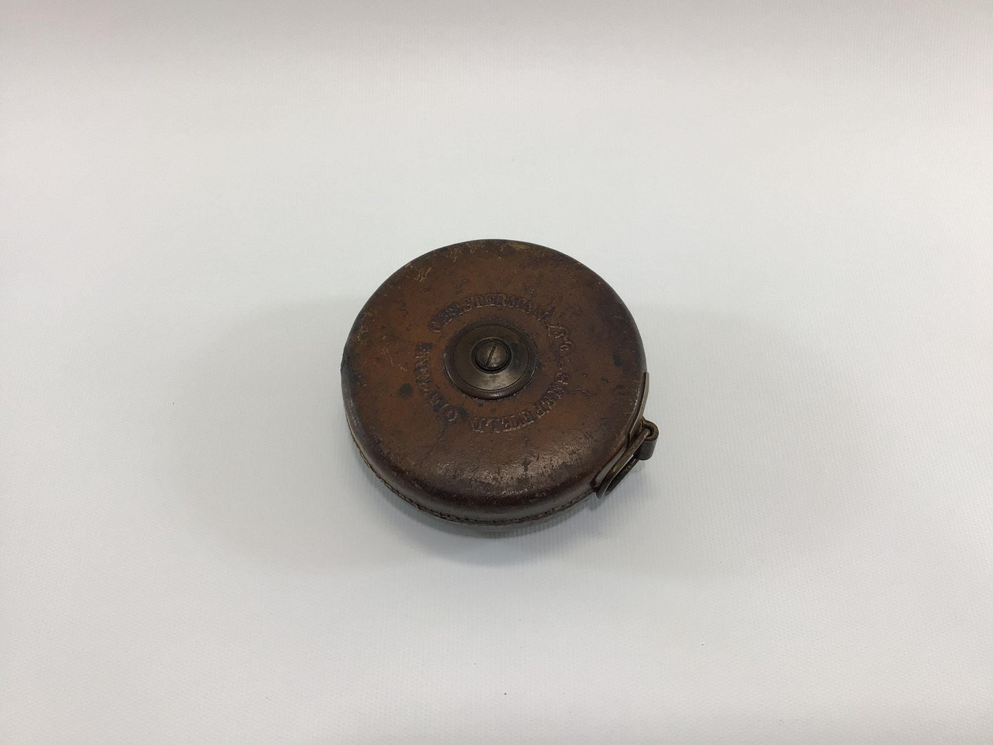 Vintage 50' Leader Tape Measure Quality Made in England Chesterman Leather and Brass Exterior
