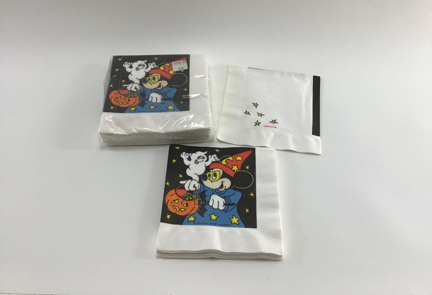 Halloween Walt Disney Mickey Mouse Beach 9" Beverage Napkins 1 Unopened Pack of 20 and 8 Loose Vintage Holiday Ephemera