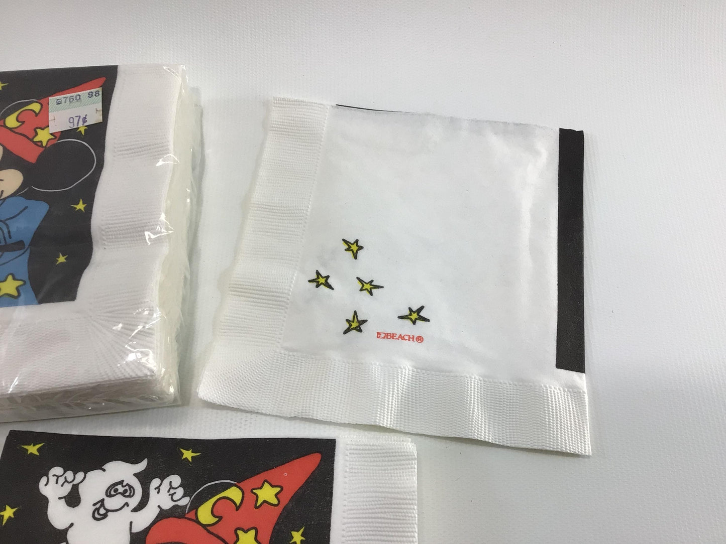 Halloween Walt Disney Mickey Mouse Beach 9" Beverage Napkins 1 Unopened Pack of 20 and 8 Loose Vintage Holiday Ephemera