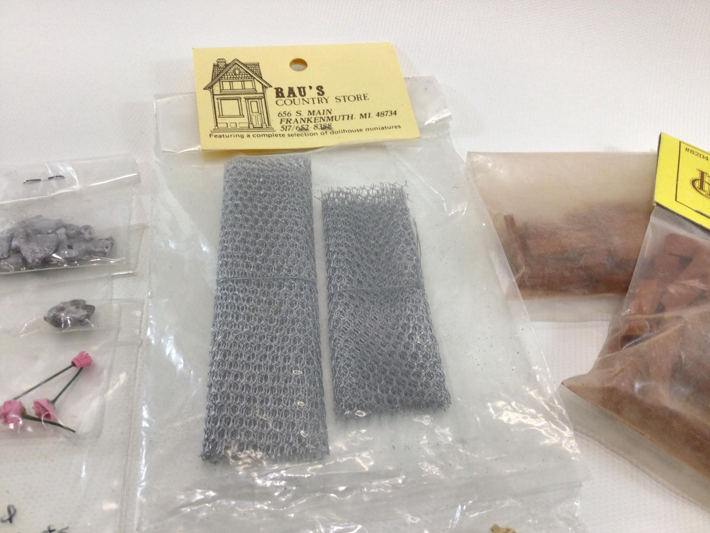 Dollhouse Miniature 1:12 Scale Garden Patio Lot Red Clay Bricks Fence Roses Rabbits Baskets Seed Packets Shadow Box Diorama Supplies