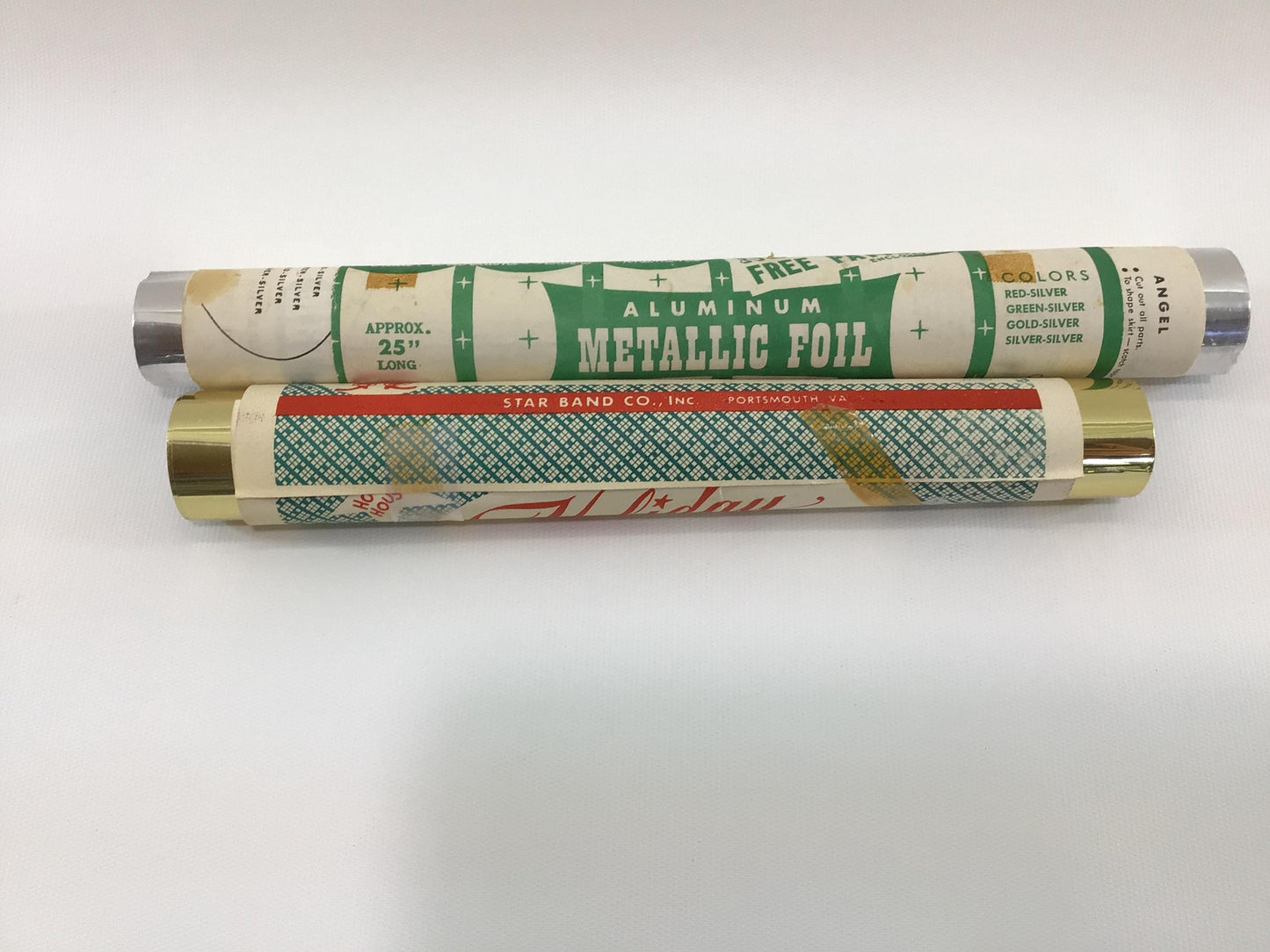 Christmas Crafts Vintage Ephemera Rolled Aluminum Metallic Holiday Foil Silver and Gold