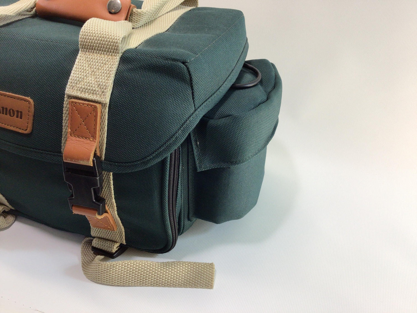 Vintage Canon Green Canvas Carry Case Camera Bag Quality Made Versatile Changeable Pockets