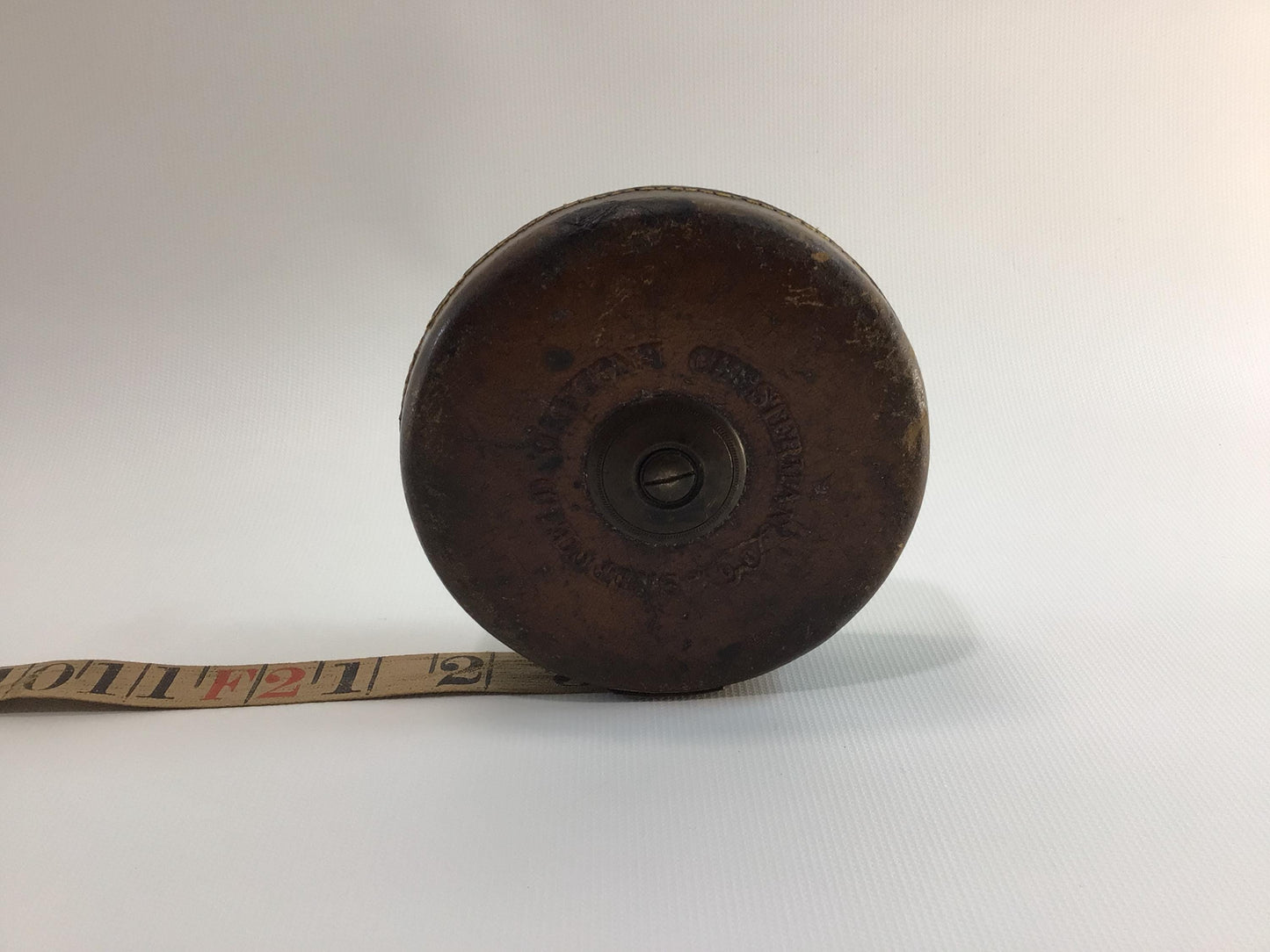 Vintage 50' Leader Tape Measure Quality Made in England Chesterman Leather and Brass Exterior