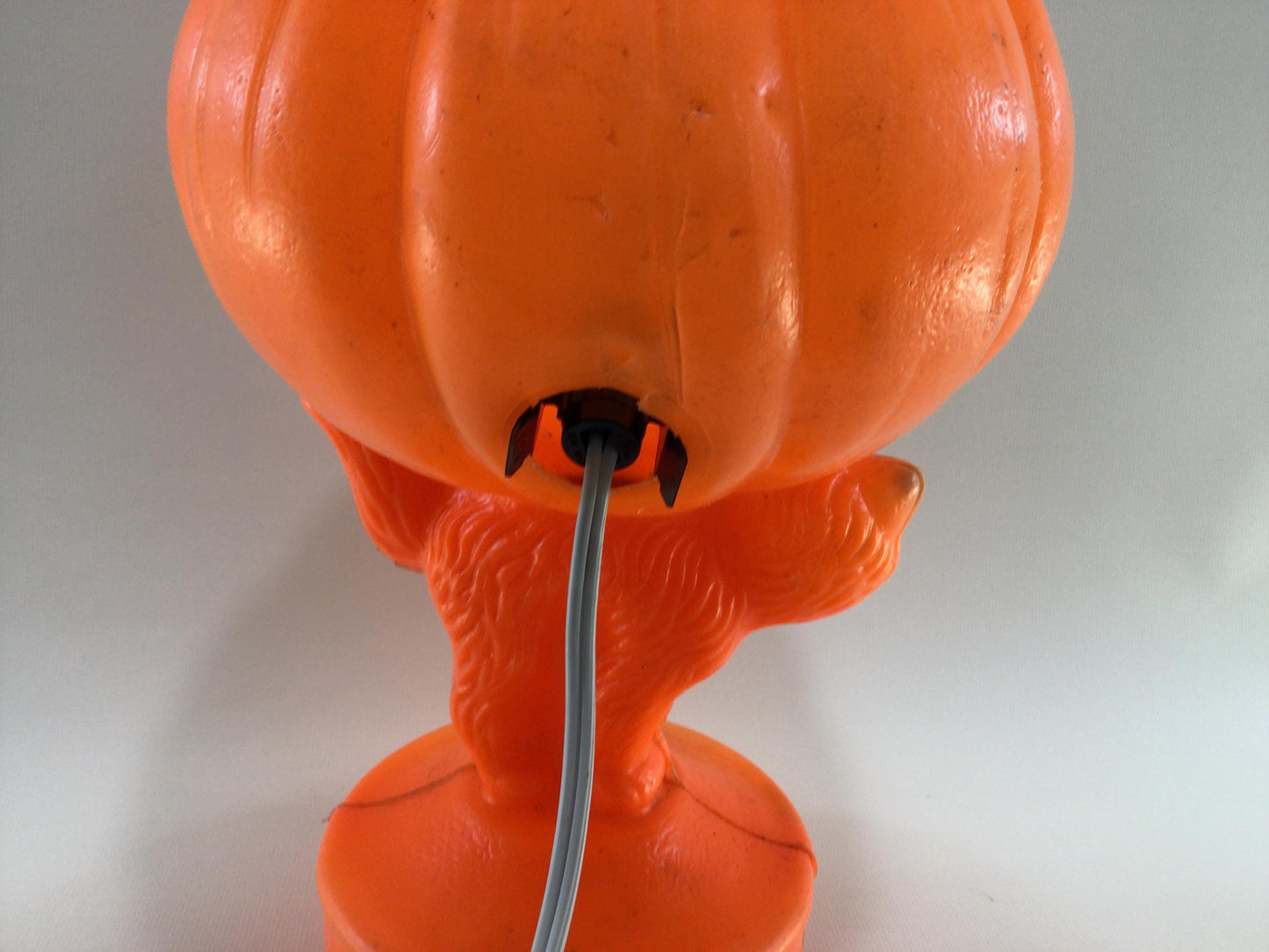 Bayshore Blow Mold 13" Cat Pumpkin Lamp Mid Century Illuminated Jack O Lantern Halloween Table Accent Light Holiday Decor