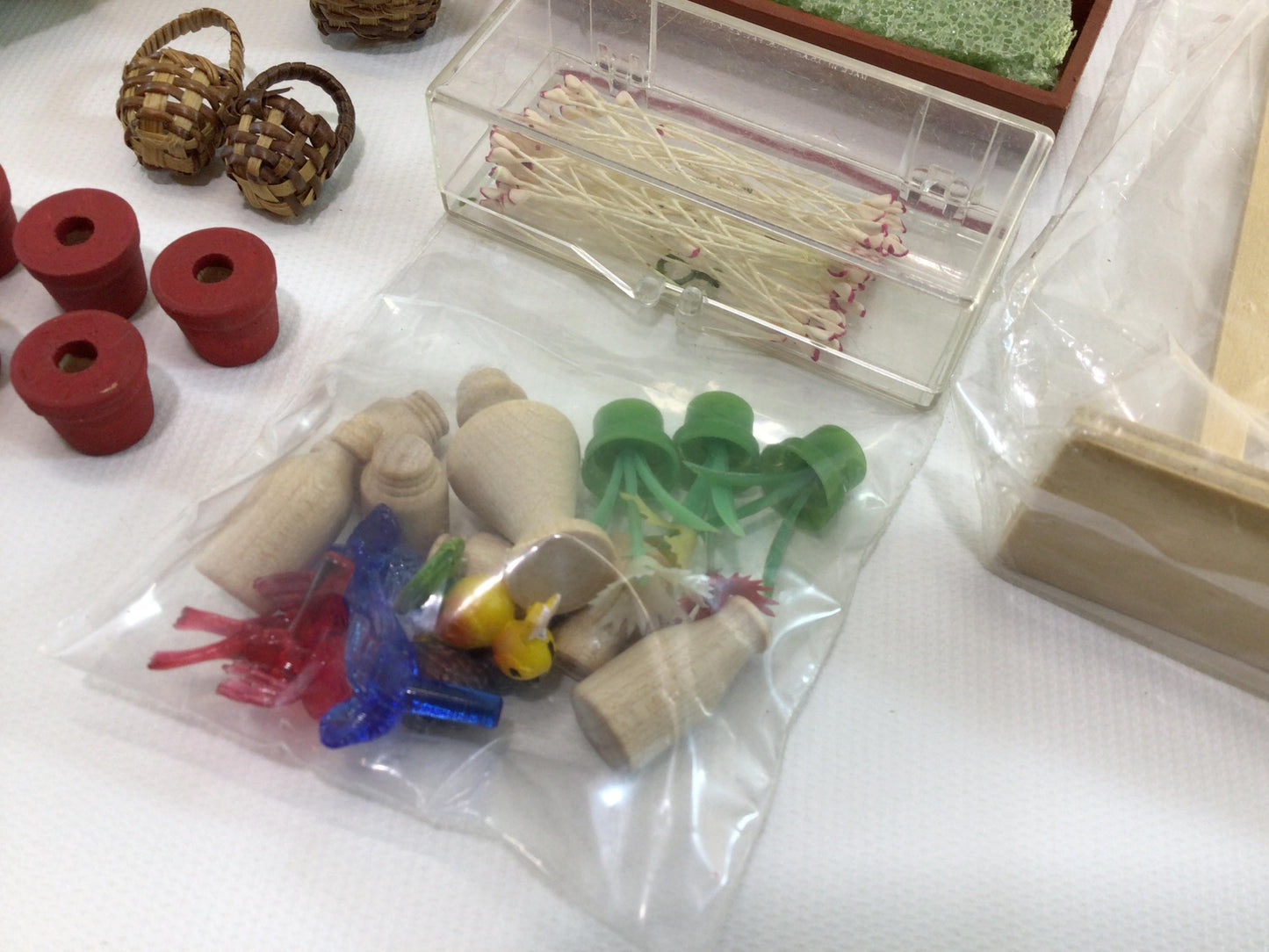 Fairy Garden Miniature Dollhouse Greenhouse Patio Lot Vintage Art Project Diorama Parts Pieces Window Boxes Flowers Pots Baskets Arbor