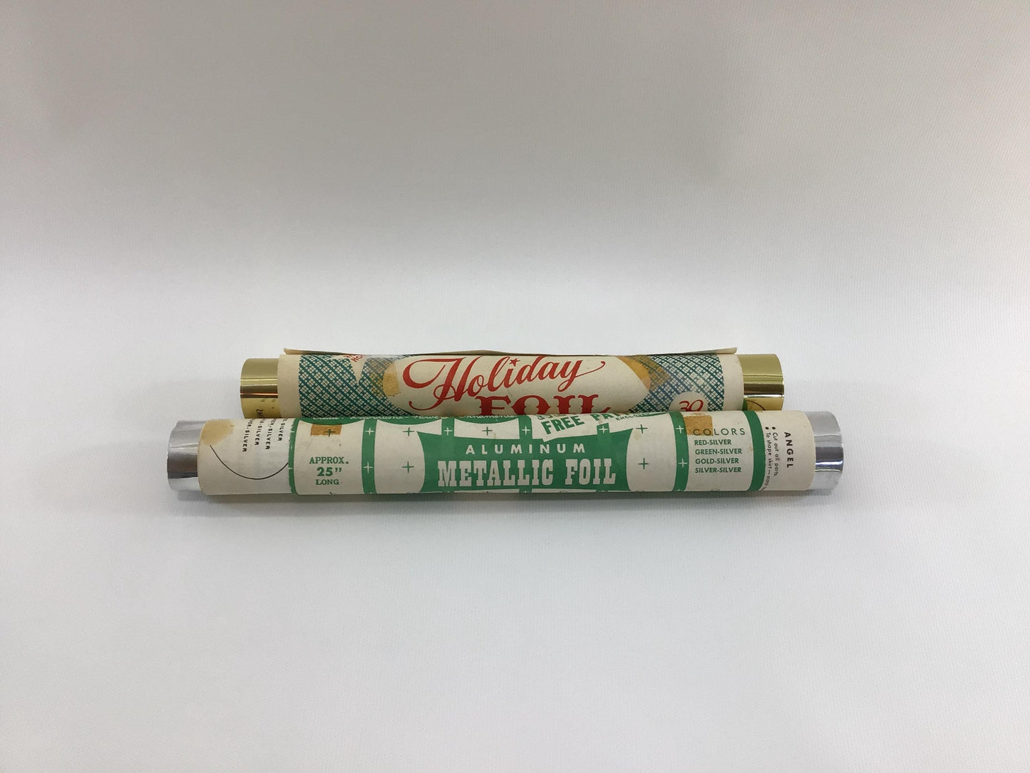 Christmas Crafts Vintage Ephemera Rolled Aluminum Metallic Holiday Foil Silver and Gold
