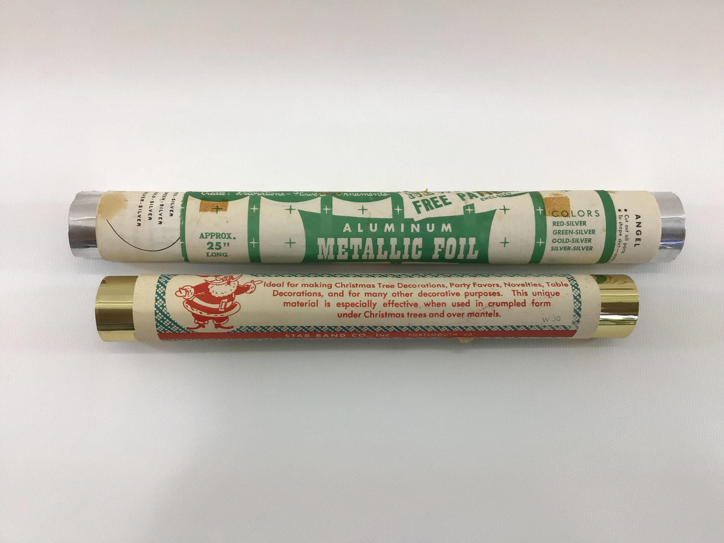 Christmas Crafts Vintage Ephemera Rolled Aluminum Metallic Holiday Foil Silver and Gold
