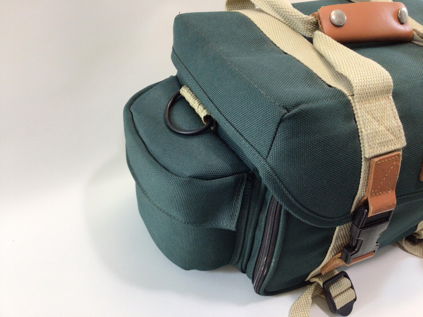 Vintage Canon Green Canvas Carry Case Camera Bag Quality Made Versatile Changeable Pockets