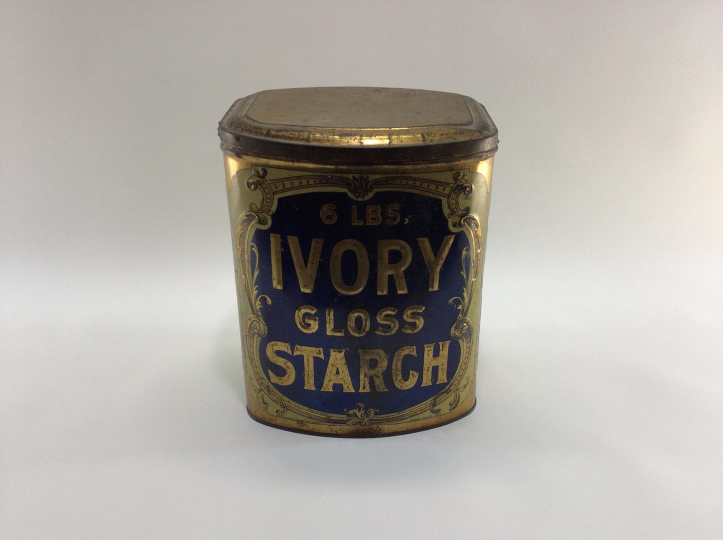St Lawrence Ivory Gloss Starch 6 lb Advertising Tin Rustic Country Kitchen Decor 1897 Diamond Jubilee Pack